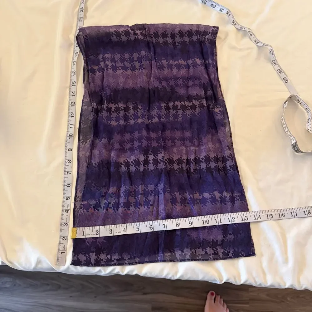 Purple Silk Neck Scarf Abstract Print Witchy Whimsygoth Fairy Grunge